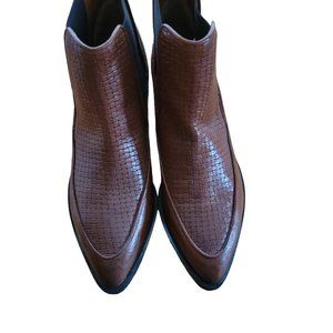 Leonardo Principio Leather Basket Weave Ankle Boots